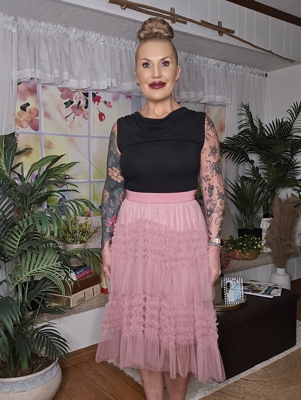 Mauve High-Low Tulle Skirt